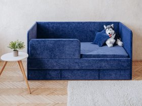Диван-кровать Happy (синий) в Нижнем Куранахе - nizhnij-kuranah.mebel-nsk.ru | фото