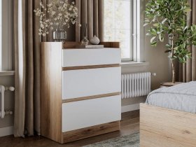Комод 3 ящика Брауни (дуб делано/белый) в Нижнем Куранахе - nizhnij-kuranah.mebel-nsk.ru | фото