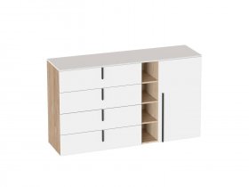 Комод 4 ящ 1 дв Ренн спальня в Нижнем Куранахе - nizhnij-kuranah.mebel-nsk.ru | фото