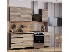 Кухонный гарнитур Энигма 1,6м (венге/дуб каньон) в Нижнем Куранахе - nizhnij-kuranah.mebel-nsk.ru | фото