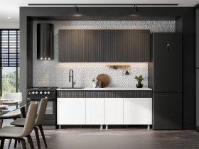 Кухонный гарнитур София (2,0м) (бланж/графит матовый) в Нижнем Куранахе - nizhnij-kuranah.mebel-nsk.ru | фото