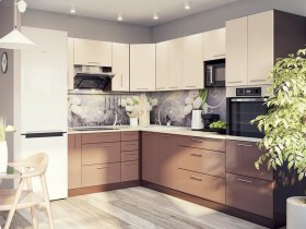 Модульная кухня Классика (ваниль/шоколад) в Нижнем Куранахе - nizhnij-kuranah.mebel-nsk.ru | фото