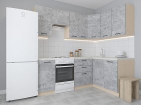 Модульная угловая кухня 1,4м*2,1м Лада (цемент) в Нижнем Куранахе - nizhnij-kuranah.mebel-nsk.ru | фото