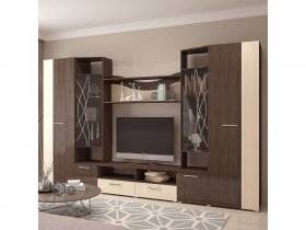 Стенка Гамма (дуб венге/дуб молочный) в Нижнем Куранахе - nizhnij-kuranah.mebel-nsk.ru | фото