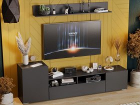 Стенка «Сильвия» (графит серый) в Нижнем Куранахе - nizhnij-kuranah.mebel-nsk.ru | фото