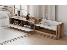 Тумба под ТВ Брауни (дуб делано/белый) в Нижнем Куранахе - nizhnij-kuranah.mebel-nsk.ru | фото