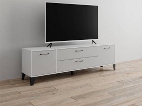 Тумба под ТВ Парус-13 (белый/серый камень) в Нижнем Куранахе - nizhnij-kuranah.mebel-nsk.ru | фото
